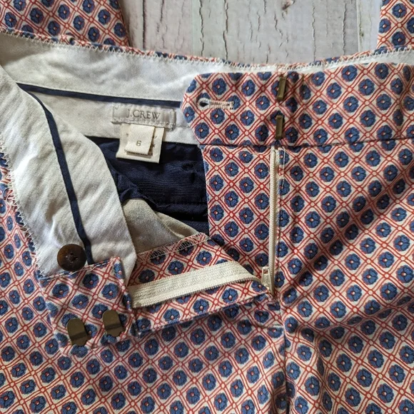 J. Crew Cafe Capri's Size 6 - Red, Cream and Blue Floral Print - Picture 9 of 12